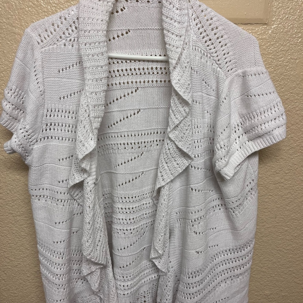 Elegant White Open-Front Sweater